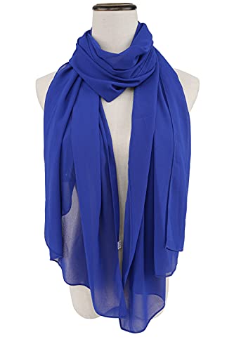 YOUR SMILE for Women Lightweight Breathable Solid Color Soft Chiffon Long Fashion Scarves Sun-proof Shawls Wrap - color: Royal Blue