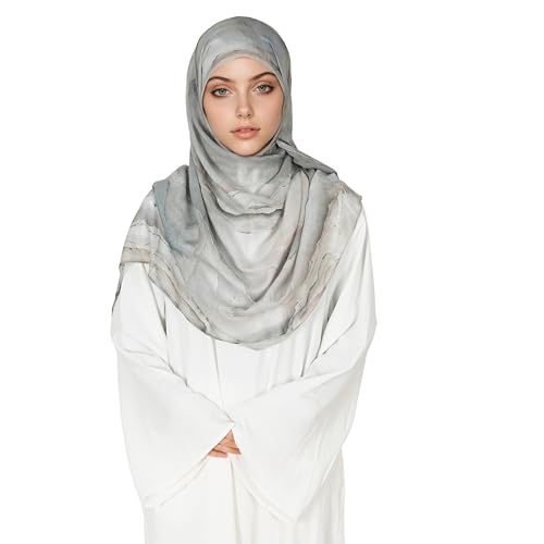 Printed Hijab for Women Printing Hijab Scarf for Women Muslim Islamic Prayer Clothes 1pc Muslim Women's Khimar - color: Agate Beige