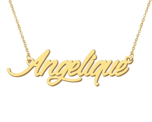 Aoloshow Personalized Name Necklace Custom Any Name Necklaces Jewelry for Womens New Mom Bridesmaid Gift - style: Gold - Angelique