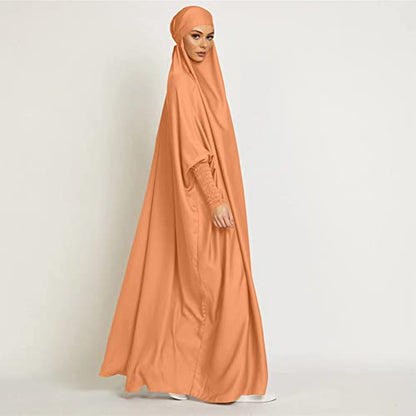 ODIZLI Muslim One Piece Prayer Hijab Dress Women Hooded Abaya Full Cover Islam Dubai Modest Robe - color: Orange, size: One Size