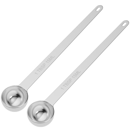 2PCS 1TBSP(15ml) Extra Long Handle Measuring Spoon, 18/8 Stainless Steel | Food-Grade SS 304, Accurate, BPA-Free, Dishwasher Safe, Engraved Marking, Kitchen Essential - size: 1tbsp|15ml