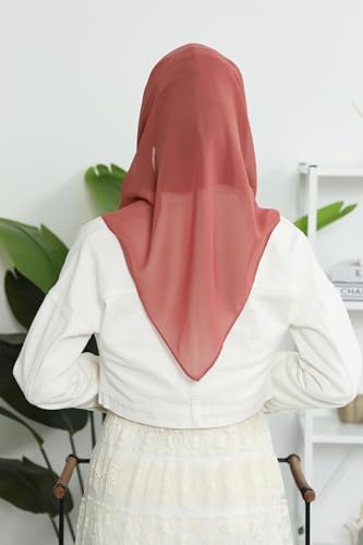 Aisha's Design Pre-tied Cotton-Chiffon Scarf for Women Practical Veil Instant Scarf Hijab Stylish Design - color: Cinnamon