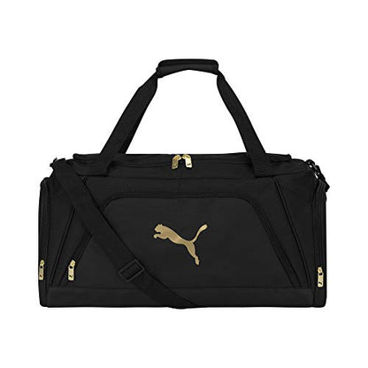 PUMA Accelerator Duffel Bag with Removable Strap & Shoe Pocket - color: Black/Gold