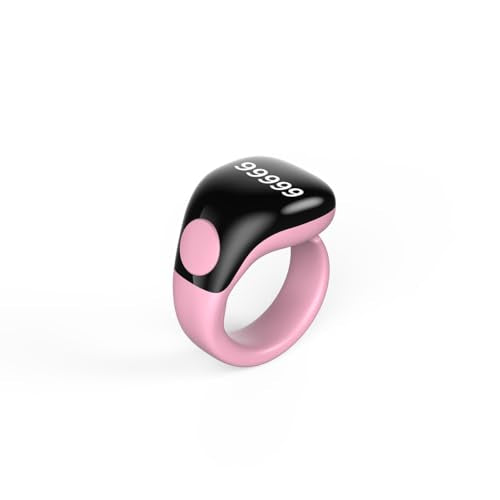 Smart Tasbih Zikr Ring,Adjustable Counter, 3 Sizes (18,20,22mm) Muslim Digital Azan Alarm Clock,APP Support Digital Counter Prayer Reminder Rings, Waterproof 5 Digit Finger Counter zikr Ring(Pink) - color: Pink