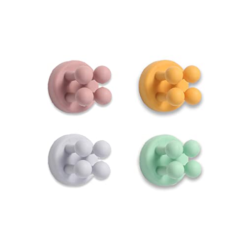 4 Pcs Silicone Waterproof Toothbrush Holders,Mixed2 | Multi-Function Self Adhesive Hooks,For Hanging Key Clothes Towel Cable,For Kitchen Bathroom Home Office - color: Mixed2