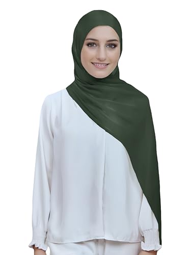 Lina & Lily Sheen Shimmer Women's Crepe Scarf Shawl Wrap Head Hijab Lightweight - color: Jungle Green