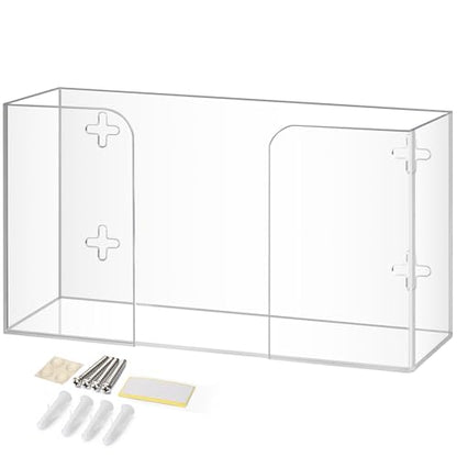 Storage Standard Glove Box Holder Dispenser - Kitchen, Medical, & Latex Gloves Holder Wall Mount or Countertop, Universal Fit - Thick Acrylic, Easy to Use, Slide, & Load Open Top Design - Clear - color: Clear - Single