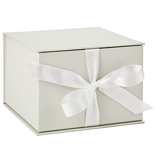 Hallmark Medium Gift Box with Lid and Shredded Paper Fill (Grey White 7 inch Box) for Weddings,Bridal Showers,Graduations,Birthdays,Bridesmaids Gifts,All Occasion,(Pack of 12) - color: White, size: Pack of 12
