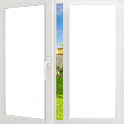 Window Privacy Film Static Cling Window Tint Heat Blocking | Heat Control UV Blocking Window Film, Reflective Window Tint for Home, Privacy Coverings for Sliding Door Office Glass - color: Frosted-white, size: 35.4 Inch x 7.8 Feet