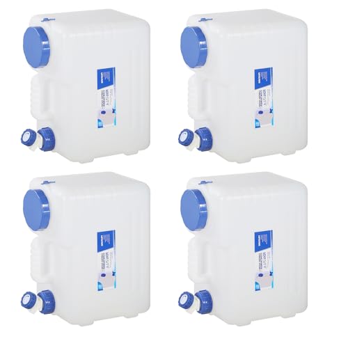 REDCAMP 3.9 Gallon/15L Portable Water Container with Spigot, White 4 Pack | BPA Free Camping Water Jug, No Leakage Water Tank, Portable Emergency Water Storage for Camping, Hiking, Hurricane Supplies - color: White, size: 3.9Gal/512Ounces, 4 Pack