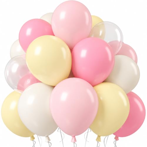 Pink and Yellow Balloons, 12 Inch Pastel Balloon for Bridal Baby Shower - color: Pink Yellow