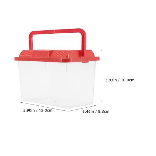 Toddmomy Portable Mini Fish Tank and Small Animal Carrier, Plastic Reptile Transport Box with Handle, Medium Red Aquarium for Travel and Turtle Breeding