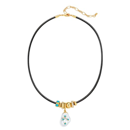 Paracord Rope Choker Necklace with Pendant for Women - color: pearl