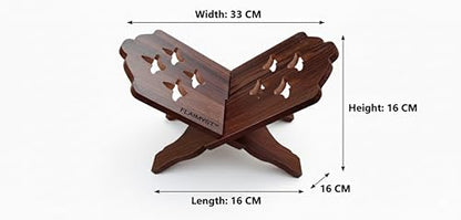 Holy Book Stand Wooden | Holy Book Stand Reading for Rehal, Quran, Bible, Bhagwat, Gita, Ramayana & Guru Granth Sahib, (13 Inche Brown)