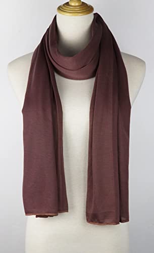 vabovin Head Wraps for Black Women Stretch Jersey Knit Turban Headwrap Solid Color Headscarf Headband Shawl - color: 04- Brown