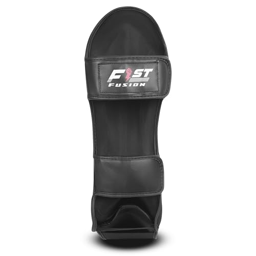 FF MMA Shin in Step Guards Padded Muay Thai Leg Protection for Kickboxing Training Sparring Leg Guards Adjustable Boxing Shininstep x2 - color: Black (Yellow Logo), size: Small-Medium