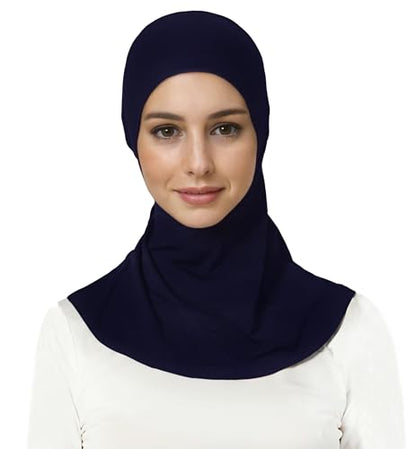 Lina & Lily Jersey Tie Back Hijab Underscarf with Neck Cover Full Coverage for Muslim Women - color: Navy Blue