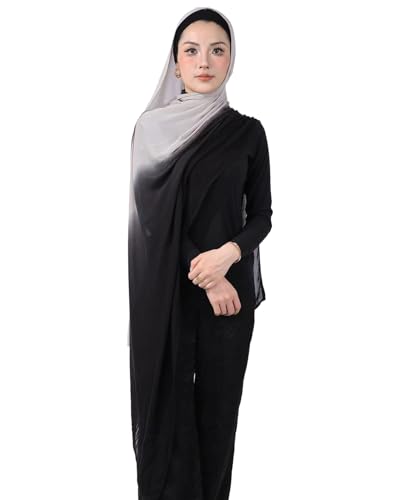 Special Ombre Modal Cotton Hijab Scarf for Women, Graceful Gradient Muslim Head Scarfs - color: Ombre Black