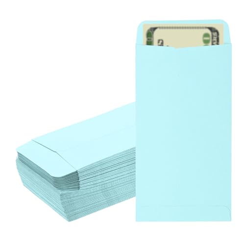 PATIKIL Money Envelope, 100 Pack 6.5" x 3.5" Cash Envelopes Money Holder Bags Budgeting Saving Challenge Letter for Gift Coins Checks Tickets Jewelry Passport Card, Light Blue - color: Light Blue, size: 6.5" x 3.5"