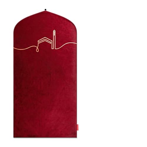 TAKVA EasiClean™ Indoor Prayer Mat | Kaaba Collection (ComfitPlus, Kaaba Maroon) Padded Memory Foam Prayer Rug, Muslim, Islamic Prayer Rugs - color: Kaaba Maroon
