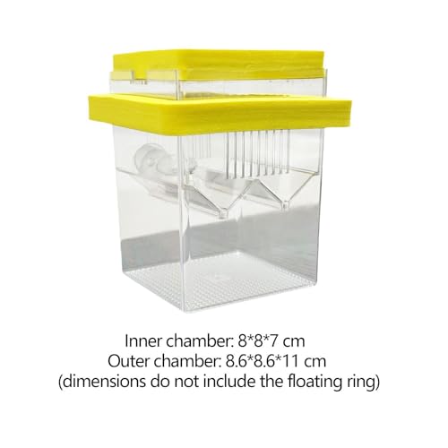 Floating Hatching Box Fish Breeding Box Fish Nursery Separation Hatchery Fish Isolation Box for Baby Fishes Shrimp,Fish Egg, Yellow - color: Yellow