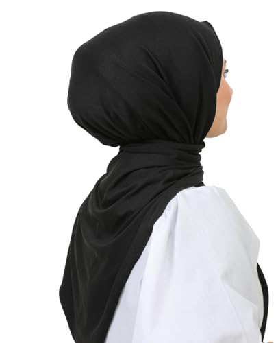 Prien Hijab for Women Viscose Scarf Lightweight Muslim Hijabs Long Shawl Islamic Scarves Turkey Silk Headscarf for Womens - color: Black