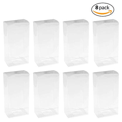 Clear PET Plastic Storage Boxes (8 Pack) 7.5"x3.75"x2.5" - Transparent Gift Boxes, Empty Containers Packing Box for Party Favors Ideal for Cookies, Ornament, Gifts, Wedding, Birthday and Parties - size: 7.5"x3.75"x2.5"