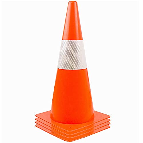 12 inch Traffic Safety Cones with Reflective Collars,[4 Pack]Orange Soccer Training Cones| Parking Cones| Construction Cones|Road Cones for Parking lot, Driveway, Sport and Driving Training. - color: Orange, size: 12in