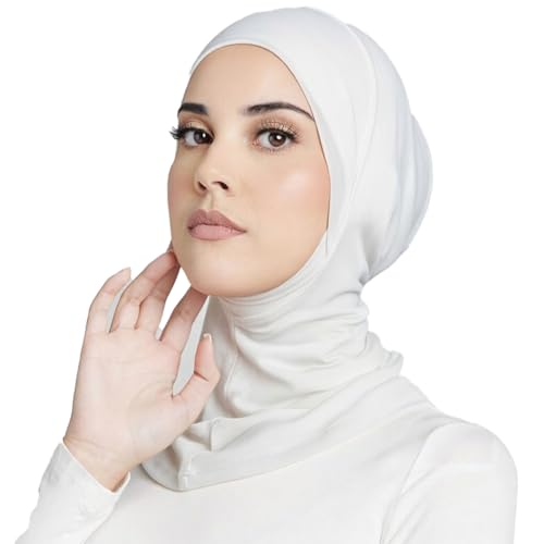 Women Slouchy Beanies Cap Soft Hijab Cap Under Scarf for Women Muslim Jersey Hijab Undercaps(1PC/2PC) - color: White