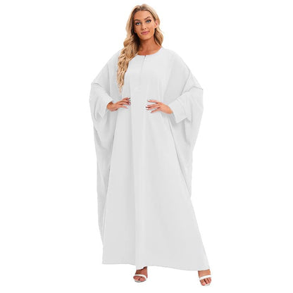 Women's One-piece Prayer Dress Muslim Abaya Dress Islamic Maxi Abaya Kaftan - color: White