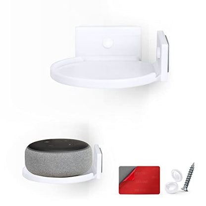 BRAINWAVZ 4” Small Floating Shelf, Adhesive & Screw in, for Bluetooth Speakers, Cameras, Plants, Toys, Books & More, Easy to Install Shelves Wall Mount (White) - color: 4" Round