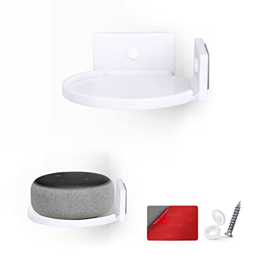 BRAINWAVZ 4” Small Floating Shelf, Adhesive & Screw in, for Bluetooth Speakers, Cameras, Plants, Toys, Books & More, Easy to Install Shelves Wall Mount (White) - color: 4" Round