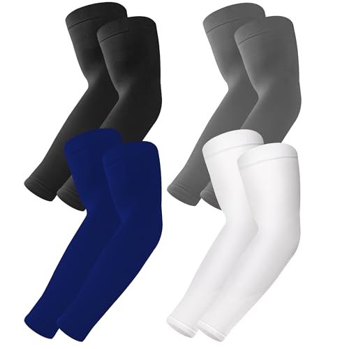 BHYTAKI UV 자외선 차단 팔 슬리브 6쌍, UPF 50 스포츠 쿨링 암 압박 슬리브 남성 여성 청소년용 - color: 블랙 1개+다크 그레이 1개+화이트 1개+네이비 블루 1개