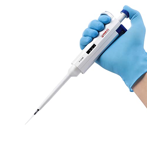FOUR E'S SCIENTIFIC 0.1-2.5μL Pipette, Adjustable Volume Micropipette | Single-Channel Pipettor, Ergonomic Design, Precise Volume Dial - size: 01 (0.1-2.5uL)