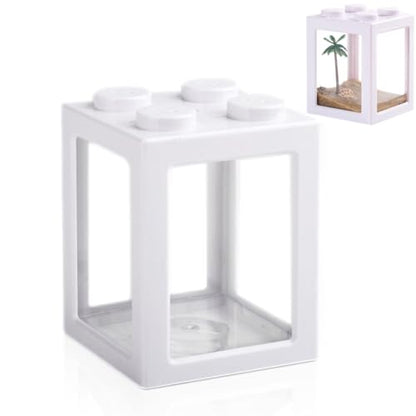 Mini Sea Monkey Tank, Stackable Aquariums for Fairy Shrimp Eggs Moss Balls, 0.25 Gallon Temporary Betta Fish Tank, Ant Feeding Case, Small Reptile Tank - color: White