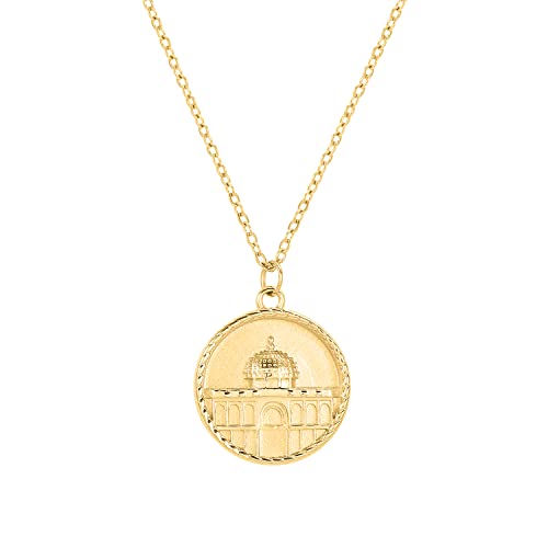 Qitian Mosque Muslim Necklace Islamic Jewelry Gifts for Women Muslim Pendant Gold Ayatul Kursi Necklace Islam Eid Ramadan Gifts for Women Men