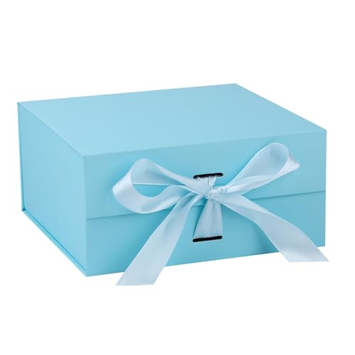 OEMVALATY Light Blue Gift Box,8x8x4 Inches Gift Boxes with Lids for Presents with Magnetic Closure and Ribbon for Wedding,Storage,Birthday - color: 08x8x4 Inch-Light Blue-Pack of 1