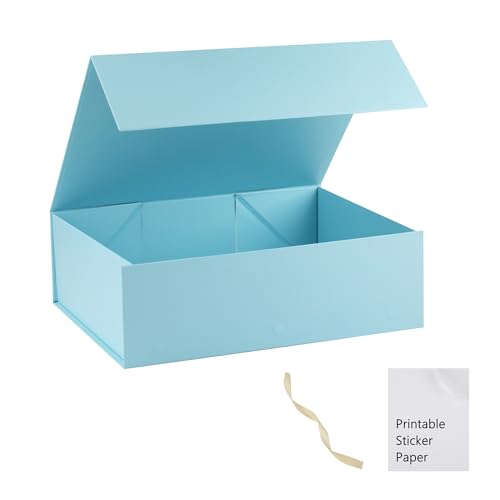 Light Blue Gift Box,10x7.3x3.5 Gift Boxes With Lids For Presents Includes Ribbon And Diy Printable Sticker Paper,Bridesmaid Proposal Box,Magnetic Gift Box For Birthday,Wedding,Graduation - color: 10x7.3x3.5inch-Light Blue-Pack 1