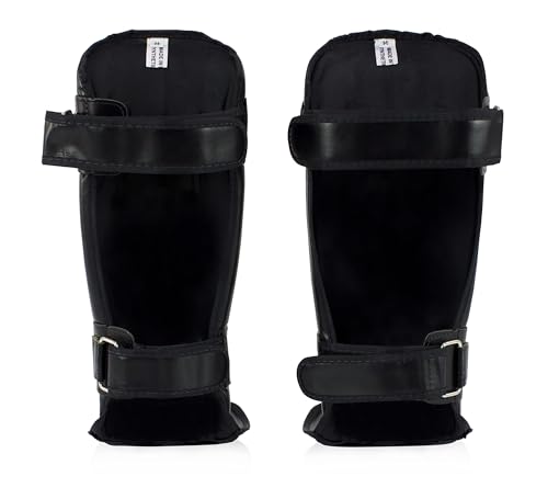 Fairtex SP3 Lightweight Shin Guards, Muay Thai MMA Avoid Shin Splints Gear | Featherweight synthetic shell with high-density padding. Articulated lower-leg armor enhances mobility and leg protection - color: Black, size: Medium