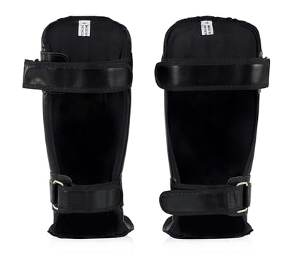 Fairtex SP3 Lightweight Shin Guards, Muay Thai MMA Avoid Shin Splints Gear | Featherweight synthetic shell with high-density padding. Articulated lower-leg armor enhances mobility and leg protection - color: Black, size: Medium
