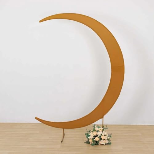Efavormart 2 Pack Gold Spandex Crescent Moon Arch Covers for 7.5ft Stand, Custom Fitted 2-Piece Double-Sided Backdrop Sleeves for Luxury Gala and Parties - color: Gold, size: Cover Set