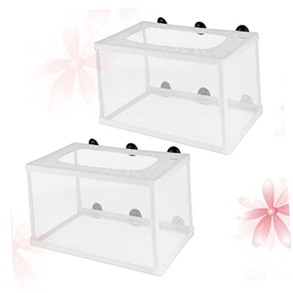 DOITOOL 2pcs Large Fish Net Breeder Box for Aquarium Fry Hatchery Incubator with Suction Cups Durable Mesh for Fish Isolation and Increased Survival Rate
