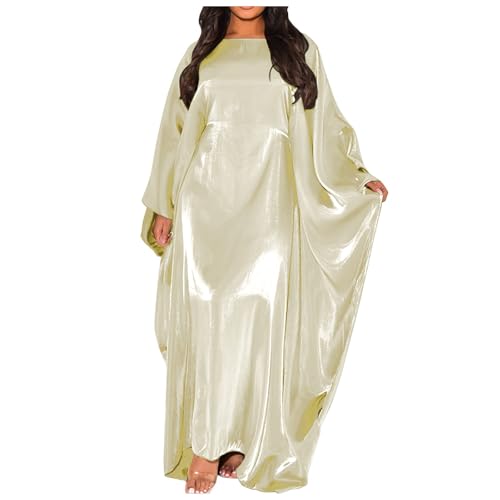 Muslim Dress Women One-Piece Prayer Dress Long Robe Long Sleeve Maxi Kaftan Dresses Islamic Clothes Set - color: Beige