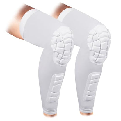 Wrestling Knee Pads Compression Leg Sleeve with Knee Pad and Calf Pad, 1 Pair Knee Sleeve with Shin Guards Shin Pads for Football, Baseball, Rugby, Lacrosse (2, White, X-Small) - color: White, size: X-Small
