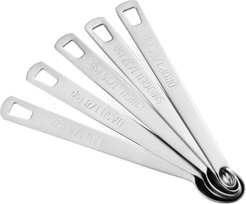 2 Pack Teaspoon Measuring Spoons, 1/4 tsp, 1/8 tsp, 1/16 tsp, 1/32 tsp, 1/64 tsp Mini Measuring Spoons Set, Stainless Steel Cooking Baking Tiny Measuring Spoon for Powders, Spices, Salt - size: 2Pack 5Pcs Mini