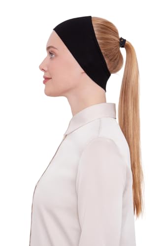 ihvan online Hijab Cap, Beanie Under Cap Scarf, Head Wraps for Women, Muslim Hijab Undercap with Tie-Back Closure - color: Black-model 2
