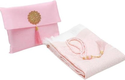 Premium Area Rug for Islamic Prayers - Muslim Prayer Mat and Rug for Men with Arabic Gifts - Traditional Islamic Prayer Rug Islam - سجادة صلاة Included - color: Pink