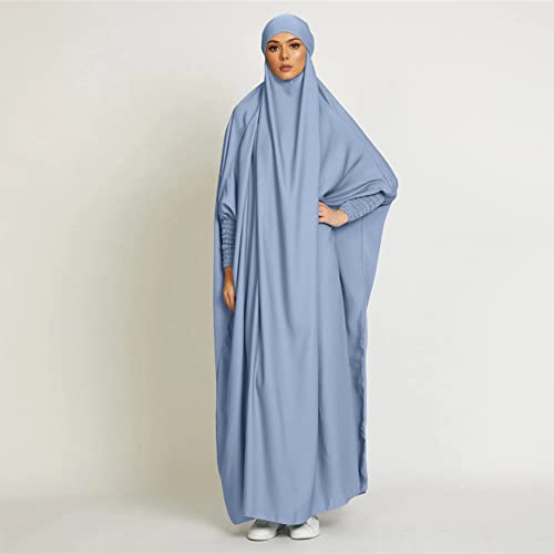 ODIZLI Muslim One Piece Prayer Hijab Dress Women Hooded Abaya Full Cover Islam Dubai Modest Robe - color: Sky Blue, size: One Size