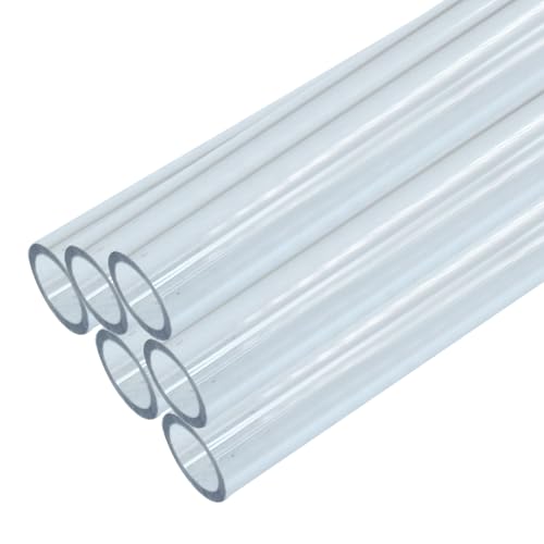 Piutouyar 6 Pcs Round Clear Rigid Tubing Pipe, 0.24 Inch (6 mm) ID x 0.31 Inch (8 mm) OD x 12 Inch (305 mm) Length Rigid Tubing Plastic Polycarbonate Tube - size: 6mmx8mm