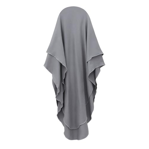 Muslim Dress for Girl Abaya Kaftan Kids Islamic Prayer Clothes Long Sleeve Dress Dubai 2026 Ramadan Hijab Sets - color: Gray, size: 1-2T